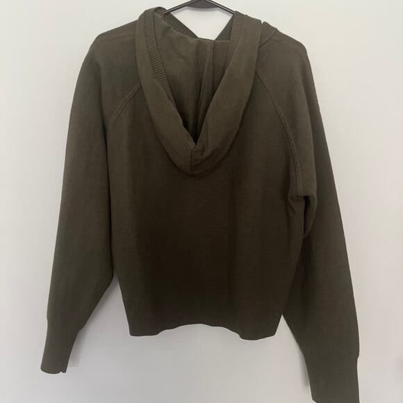 Sandro Paris Olive Green Soft Designer Hoodie Pullover Sweatshirt Size L - Picture 4 of 13